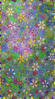 Çiçekleri, deniz kabukları, mandalaları ve suluboya efektleriyle donanma geçmişi. Yatak çarşafları, ceket, paket tasarımı, kumaş ve moda kavramları için tekstil baskısı. Kusursuz etnik tasarım.