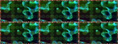 Yeşil ve gri renklerde. Renkli süs kenarı. Kusursuz desen. Çiçek duvar kağıdı. Hint süsü. Raster illüstrasyonu.