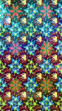 Raster illüstrasyonu. Mavi renklerde. Çiçekli güzel suluboya desen.