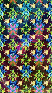 Mavi renkli çiçekler. Çiçek süslemeli çizim deseni. Raster illüstrasyonu.