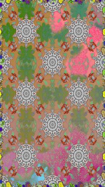 Soyut zarafet, çiçekli arkaplan deseni. Raster Güzel kumaş deseni.