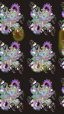 Raster. Gri renkli güzel çiçekli çizim deseni, suluboya çiçek deseni, duvar kağıdı, kart veya kumaş için fayanslı..