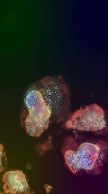 Raster illüstrasyonu. 3D çiçekler, eskiz. Kahverengi renklerde.