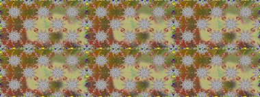 Küçük çiçekteki sevimli çiçek deseni. Kahverengi ve nötr renklerde çiçekler. Raster illüstrasyonu.