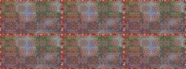 Çiçekler. Soyut etnik raster kusursuz desen. Vadinin çiçekleri gri ve kahverengi renklerde.