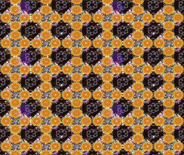 Gri renklerde. Çiçek buketleriyle klasik bir eskiz şekli. Raster illüstrasyonu.