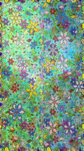 Güzel kumaş deseni. Renkli Yaz Temalı Kusursuz Arkaplan. Düz Çiçek Elementleri Tasarımı. Güzel, pürüzsüz bir desen. Raster çiçekli arka plan. Yazdır.