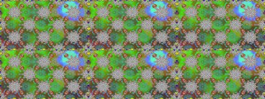 Raster illüstrasyonunda kusursuz çiçek deseni. Yeşil ve gri renkte çiçekler.