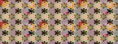 Sevimli çiçek raster deseni. Modaya uygun kumaş deseni. Renkli Yaz Temalı eskiz kalıbı. Düz Çiçek Elementleri Tasarımı.