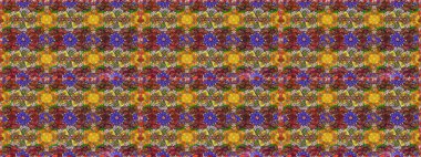 Suluboya elle çizilmiş çiçek desenli eskiz deseni. Parlak renkli fantezi çiçekleri, yapraklar, kahverengi renkli tomurcuklar, kahverengi.