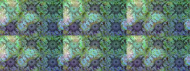 Düz Çiçek Elementleri Tasarımı. Çiçekli kusursuz retro desen. Renkli Yaz Temalı Kusursuz Arkaplan. Yeşil renkte çiçekler.