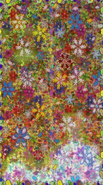 Çiçekler, yapraklar, dekoratif elementler, sıçramalar, lekeler, el çizimleri çizimleri ve Doodle çizimleri, grafik raster çizimleri.