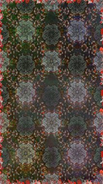 Raster illüstrasyonu. El çizimi. Çiçekler, dallar, bitkiler ve çiçekler. Güzel kumaş deseni.