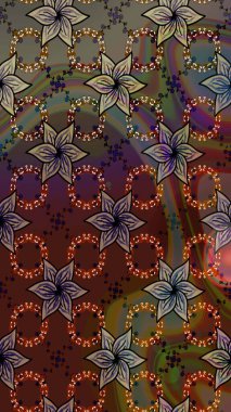 Çiçekli karalama şeklinde Raster çiçek deseni. Kahverengi renkli çiçekler. Yumuşak, bahar çiçekli arka plan.