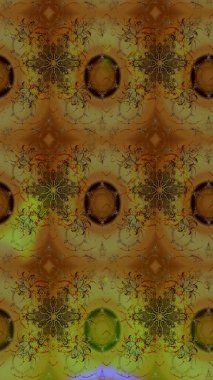 Kahverengi ve yeşil renkli çiçekler. Çiçekli karalama şeklinde Raster çiçek deseni. Nazik, narin çiçek arkaplanı.