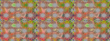 Gri ve bej renklerde etnik çiçeklerle kusursuz bir desen. Asya Tekstil 'inde Raster Çiçek İllüstrasyonu.