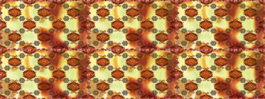 Küçük çiçekte hoş bir çiçek deseni var. Çiçeksel elementlerle süslenmiş zarif raster dokusu. Kahverengi ve turuncu renklerde parlak çiçeklerle soyut ve pürüzsüz desen.