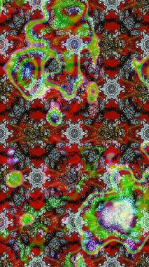 Çiçekli yumuşak bir eskiz şekli. Kahverengi ve kırmızı renklerde bahar çiçekleri. Raster illüstrasyonu. Raster çiçekleri klasik tarzda resmedilir..