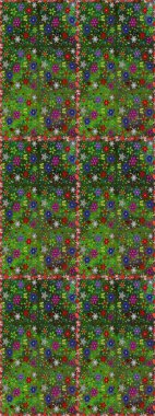 Raster Güzel kumaş deseni. Raster suluboya deseni, narin çiçekler, yeşil ve gri çiçekler, tebrik kartı şablonu..