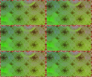 Raster illüstrasyonu. Yeşil ve nötr renklerde yeşil ve nötr papatyalar deseni. Yeşil ve nötr renklerde.