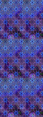 Raster illüstrasyonu. Çiçek süslemeli çizim deseni. Mor renkte çiçekler.