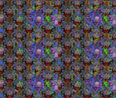 Tarafsız renklerde çiçekler. El çizimi çiçekli soyut çizim kalıbı. Raster illüstrasyonu.