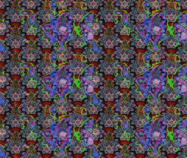 Tarafsız renklerde çiçekler. El çizimi çiçekli soyut çizim kalıbı. Raster illüstrasyonu.