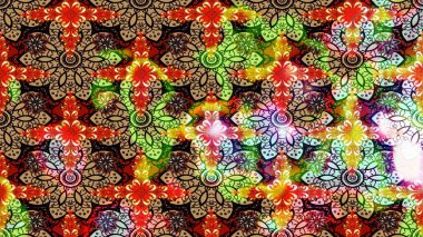 Kırmızı renklerde. Raster illüstrasyonundaki çiçek desenli çizim. Raster illüstrasyonu. Güzel kumaş deseni.