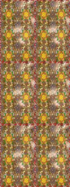 Raster illüstrasyonu. Renkli çizim kalıbı. Kahverengi renkli şirin tekstil. Çiçek duvar kâğıdı. Çiçek arka planı.