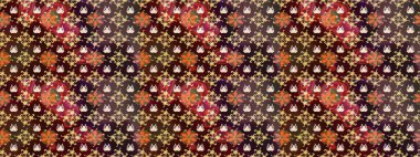 Karalama çiçekleri çizim kalıbı. Sanat, çiçeklere ilham verir ve arka plan bırakır. Kahverengi el çizimi. Raster deseni.