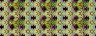 Raster çiçek desenleri çiziyor. Vadinin çiçekleri tarafsız ve yeşil renklerde.