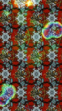 Kahverengi ve kırmızı renkte çiçekli çiçek deseni. Suluboya tarzında kahverengi ve kırmızı renkte çiçekler.