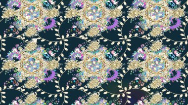 Raster illüstrasyonundaki çiçek desenli çizim. Suluboya tarzında mavi renkte çiçekler.