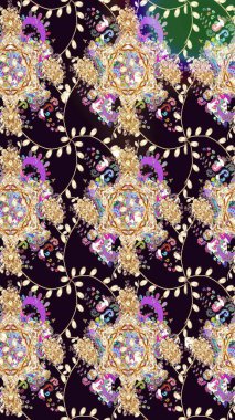 Çiçekli, yapraklı, çiçek desenli eskiz. El çizimi. Raster illüstrasyonu.