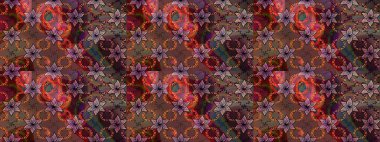 Suluboya çiçekli çiçek deseni. Raster illüstrasyonu. Kahverengi renkli güzel tekstil.