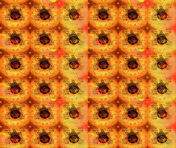 Raster illüstrasyonundaki çiçek desenli çizim. Turuncu renkte çiçekler.