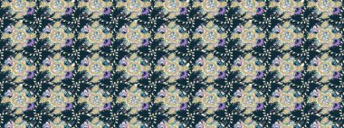 Renkli Bahar Teması eskiz kalıbı. Mavi renkli çiçekler. Raster illüstrasyonundaki çiçek desenli çizim. Düz Çiçek Elementleri Tasarımı.