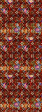 Kabile sanatı boho baskısı, klasik çiçek arkaplanı. Soyut etnik raster çizim kalıbı. Arkaplan dokusu, duvar kağıdı, kahverengi, kırmızı ve bej renkli çiçek teması.