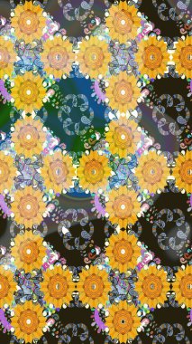 Soyut etnik raster çizim kalıbı. Arkaplan dokusu, duvar kağıdı, sarı renkli çiçek teması. Kabile sanatı boho baskısı, klasik çiçek arkaplanı.