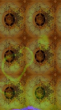 Raster Illustrasyon 'daki Çiçek Deseni' nin son moda çizimi. Düz Çiçek Elementleri Tasarımı. Kahverengi renkli çiçekler. Renkli Yaz Teması çizim şablonu.