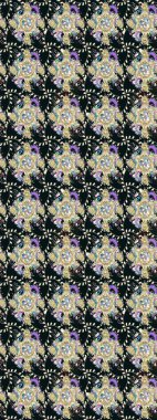 Raster Şirin kumaş deseni. Düz Çiçek Elementleri Tasarımı. Eskiz klasiği. Renkli Bahar Teması çizim şablonu.