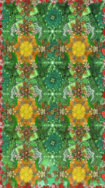 Tomurcukları çiçek olan sevimli bir çiçek deseni. Eskiz geçmişi. Eski usul. Raster. Raster illüstrasyonu. Kumaş, tekstil ve duvar kağıdı baskısı için..