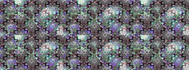 Raster illüstrasyonu. Gri renklerde bahar çiçekleri. Raster deseni. Patlayan çiçekler soyut yerleştirilmiş.