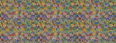 Raster illüstrasyonu. Kusursuz çiçek deseni. Raster illüstrasyonu. Asya tekstil tarzında. Yeşil ve nötr renkte çiçekler.