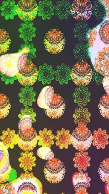 Düz Çiçek Elementleri Tasarımı. Raster güzel kumaş deseni çiziyor. Çiçek deseni. Renkli Bahar Teması çizim şablonu.