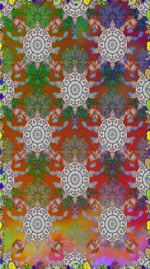 Küçük çiçekli kusursuz yay deseni. Suluboya tarzında kahverengi ve gri renklerde. Raster illüstrasyonu.