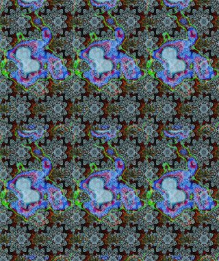 Raster düz çiçek çizim deseni. Hediye ambalaj kağıdı, tebrik kartları, posterler ve pankart tasarımı. Mavi renkte çiçekler.