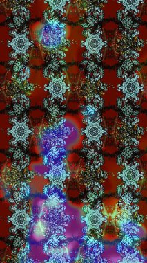 Düz Çiçek Elementleri Tasarımı. Sevimli çiçek raster deseni. Mavi ve kırmızı renkte çiçekler. Renkli Bahar Teması çizim şablonu.