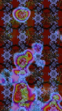 Elle boyanmış suluboya resim çizimleri, çiçekler ve bitkiler. Renkli çiçekler.