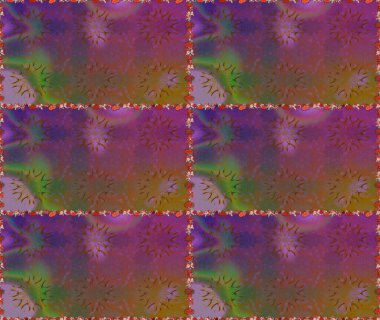 Renkli Bahar Temalı Kusursuz Arkaplan. Raster illüstrasyonunda kusursuz çiçek deseni. Kahverengi ve mor renkli çiçekler. Düz Çiçek Elementleri Tasarımı.